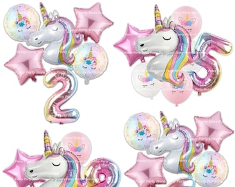 Globos de cumpleaños de unicornio arcoíris, fiesta de princesas, hermosos globos gigantes SuperShape de color rosa para niñas y niños, suministros para fiestas de helio