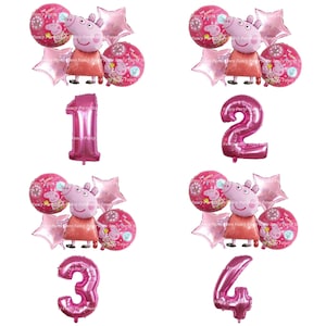 Palloncini per feste di compleanno di Peppa Pig, decorazioni per feste, palloncini in lattice di alluminio per bambine e bambini, numero di età, palloncino