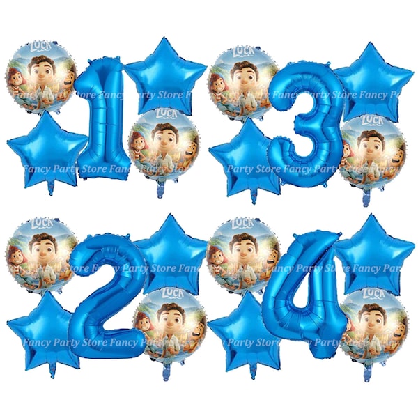 Disney Luca Birthday Balloons Party Decorations Age Number Blue Balloons for Girls and Boys Alberto Giulia