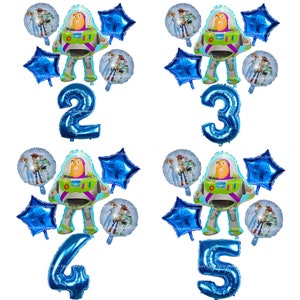 Buzz Lightyear Palloncini di compleanno Toy Story Decorazioni per feste Woody Blue Palloncini con numero di età per feste di ragazzi e ragazze Spazio