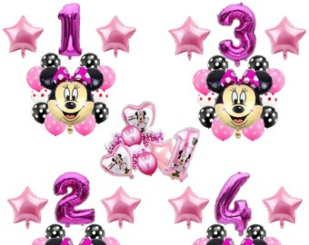 Minnie Mouse Birthday Balloons, Number & Star Party Decorations