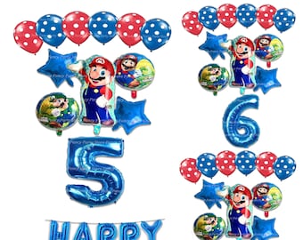 Super Mario Birthday Balloon Set | Luigi, Number, Star