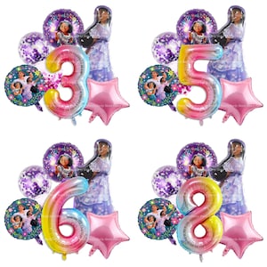 Isabela Encanto Birthday Balloons Party Decorations Rainbow Number Helium Party Mirabel Luisa Bruno Madrigal Family
