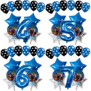13pcs Avengers Birthday Balloons Foil Latex Party Decorations Superheroes Helium Spider-Man, Thor, Iron Man, Black Panther, Captain America