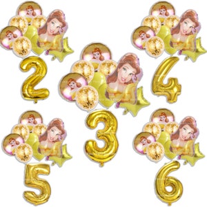 Disney Princess Belle Palloncini per feste di compleanno Decorazioni per feste La bella e la bestia - Palloncini in lattice elio in lamina Festa dorata