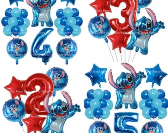 Set de globos de cumpleaños de Lilo & Stitch, decoración para fiestas con números de edad
