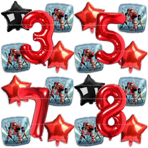 Disney Pixar The Incredibles Birthday Balloons Party Decorations Age Red Helium Balloons for Boys and Girls Party