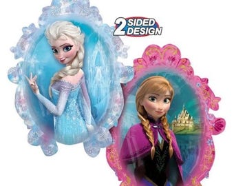 Globos de aluminio de Elsa y Anna de Frozen, fiesta de cumpleaños de princesas