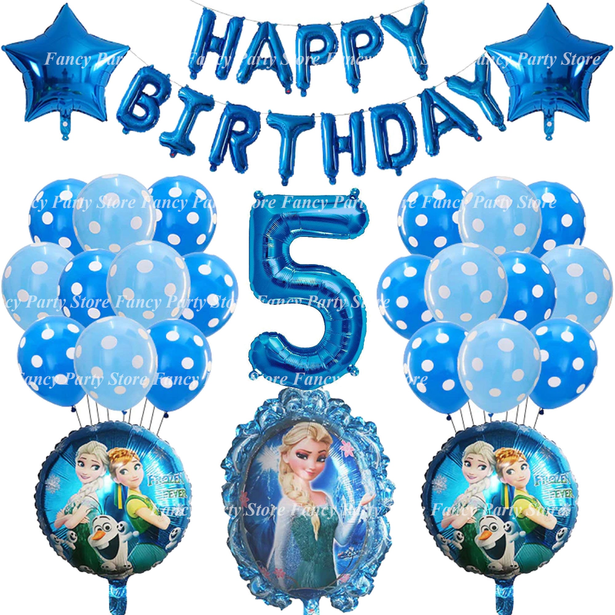 FROZEN Elsa Balloon Set for 5th Birthday Party Princess Elsa Anna Age 5  Balloons