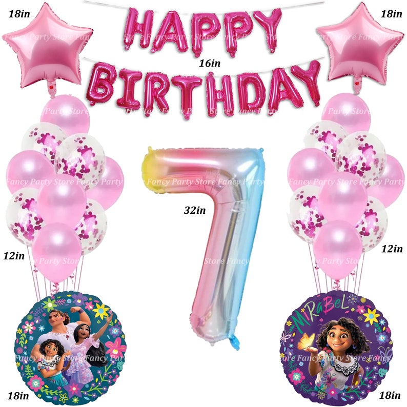 Encanto Birthday Balloons Mirabel, Isabela, Luisa Foil Latex Helium