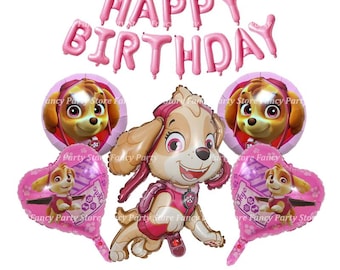 Globos decorativos para fiesta de cumpleaños de Skye, cachorros de la Patrulla Canina, superhéroes, tema rosa para niñas, niños, edad, número, niños, princesa