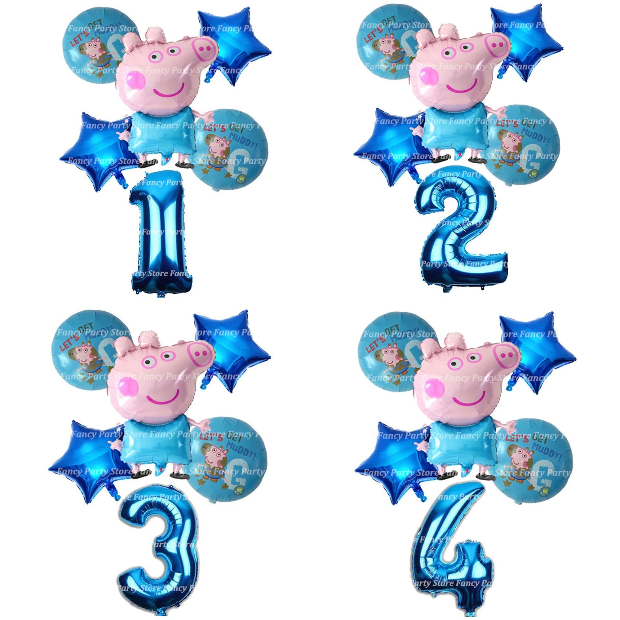 Peppa & George Pig Theme Birthday Party Foil Balloon Packs Number