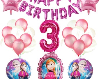 Frozen 2 Birthday Balloon Set, Elsa Anna Olaf, Pink Princess Party