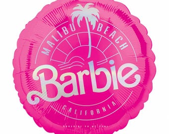 Globo de aluminio Barbie Malibu Beach de 45 cm, rosa fucsia, decoraciones para fiesta de cumpleaños de Barbie, globo con temática de Malibu Beach, California, decoración para despedida de soltera.