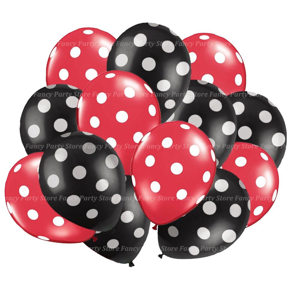 Set di palloncini a tema coccinella a pois rossi e neri da 115