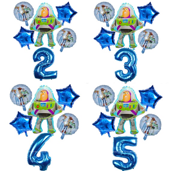 Buzz Lightyear Birthday Balloons | Blue Number, Toy Story Party