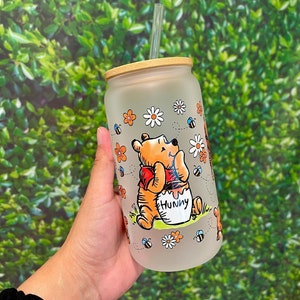 Pooh tumbler, frosted glass tumbler