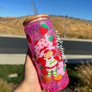 Strawberry glass snow globe tumbler