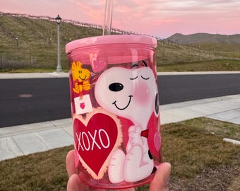 Love glass mug, pink, Valentine’s Day