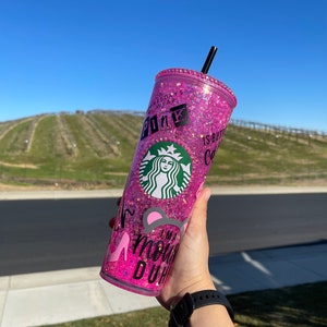 Mean girls Starbucks snowglobe tumbler, burn book tumbler, pink glitter tumbler