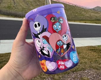 Love 17oz glass mug with acrylic plastic lid