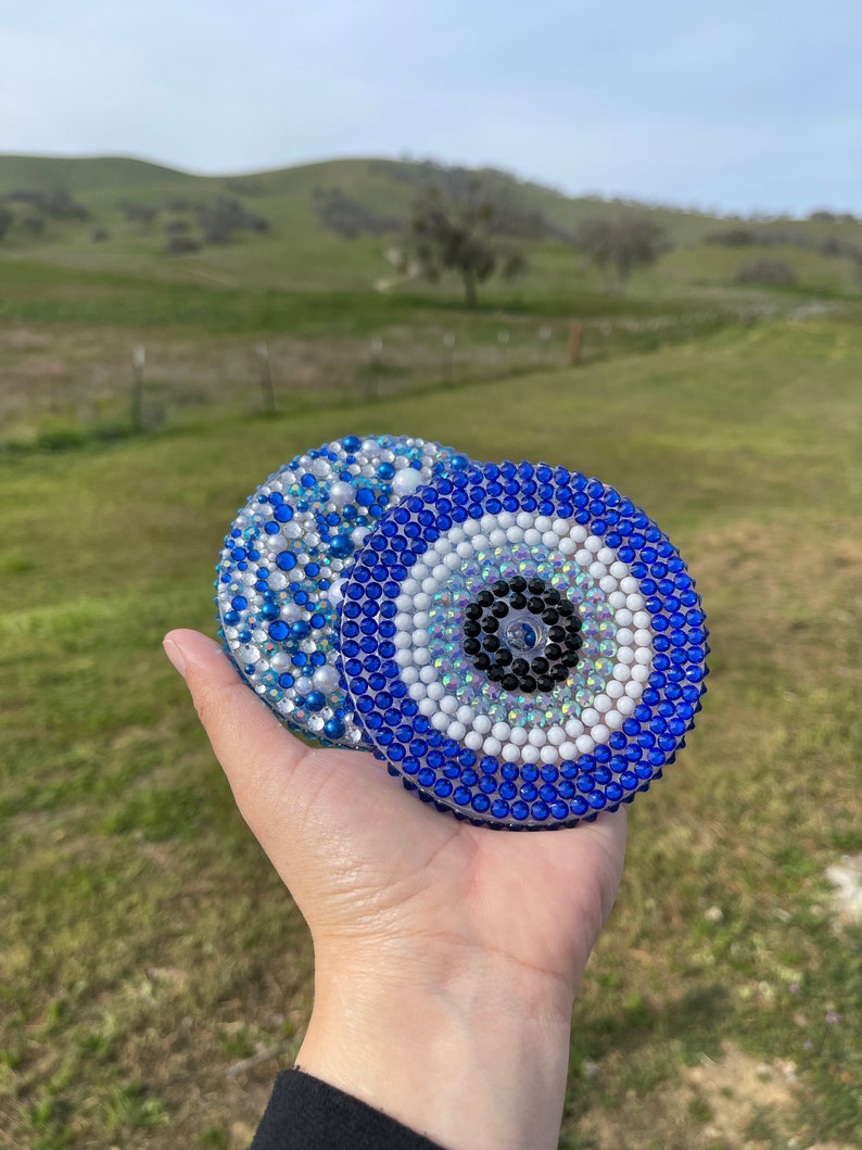 Evil Eye Starbucks Glitter Snow Globe Tumbler Rhinestone Lid Etsy