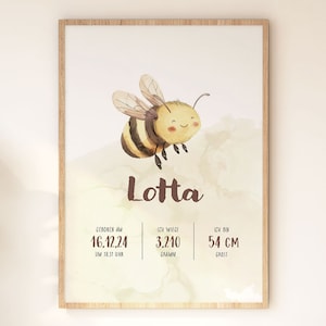 Cartel, "Cartel de Nacimiento Abeja", Nombres, Descarga Digital, Impresión, Mural, Personalizado, Habitación Infantil, Sala de Juegos, Habitación Bebé, Abeja