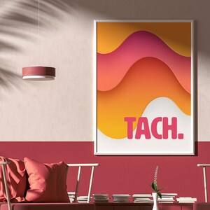 Poster, &quot;Tach&quot;, Picture, Digital Download, Wall Decoration, Printable, Mural, Art, Print, Pink, Neon, Digital Download