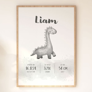 Cartel, "Cartel Nacimiento Dino", Nombres, Descarga Digital, Impresión, Mural, Personalizado, Habitación Infantil, Sala de Juegos, Habitación Bebé
