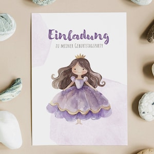 Einladungskarte, Kindergeburtstag, Prinzessin, Party, lila, rosa, Prinzessinnenparty