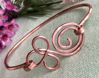 Hammered Copper Cuff Bangle. Arthritis Healing Jewellery, Metaphysical attributes, Celtic Design, Raw Copper. Unique Gift.