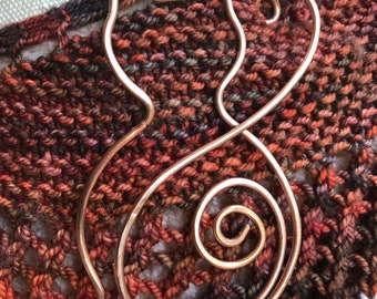 Elegant Cat Copper Shawl Pin Minimalist,Hammered,Recycled Copper, Unique Gift. Sizes /Choices Available,Gift for Her. Christmas Treasure .