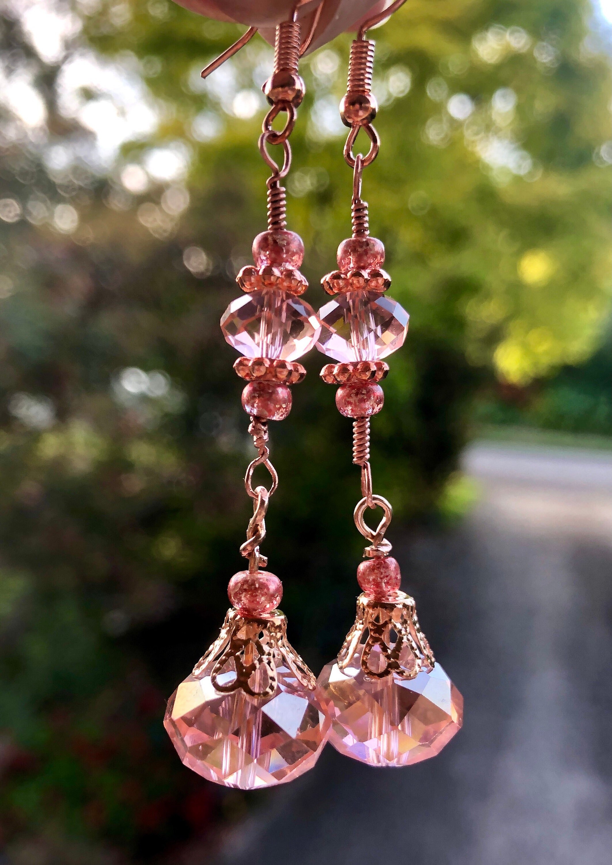 Peach stone earrings deals