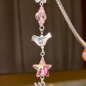 Tibetan silver Beaded Bookmarks.Book Lovers Gift ,Handcrafted Bookmark, Shepherd Hook Bookmark. Unique Treasure, Friend Gift.Mother’s s Day Fairy Pink butterfly