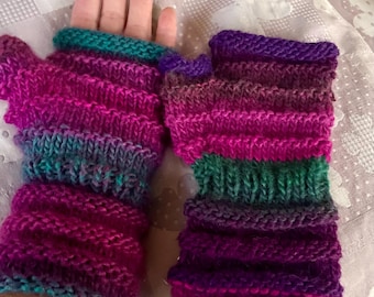 Beautifully Warm Wool/ Acrylic Mittens/Wrist warmers.Festival Wear, On Trend,Gift for Her,Quality Hand-knitted,Winter Gift,Hand Hugs.Choices