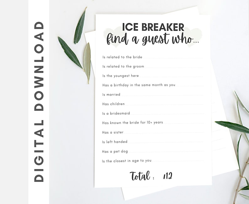 Ice Breaker Game Printable Hen Party Game Bridal Shower Etsy Canada