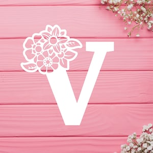 Letter V with Flower