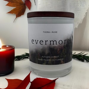 EVERMORE. Luxury glass jar candle made from 100% soy wax. Autumn Harvest scent. Extra large: 50 hours burn time