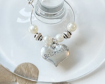 Wine Charms for Wedding for Champagne Glasses. Bride and Groom Beaded Wedding Glass Charm