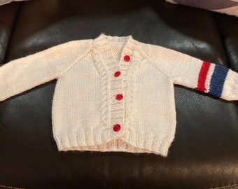 Hand Knit Baby Cardigan with Personalized Stripes