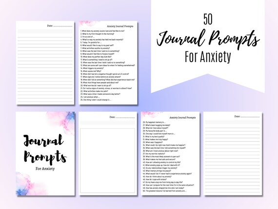 50 Journal Prompts for Anxiety Self Care Journal Printable | Etsy