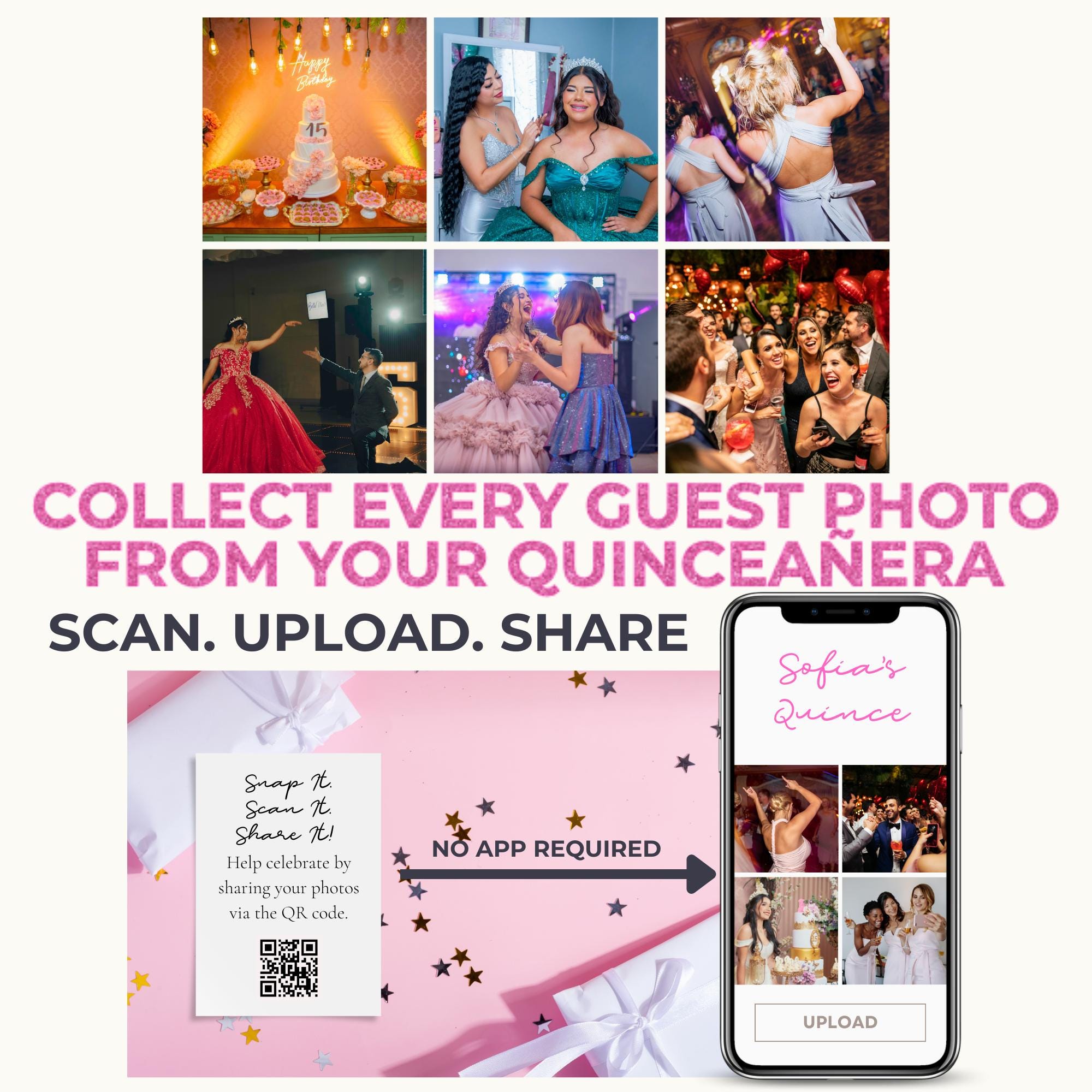 Quinceañera QR Code Photo and Video Album | Guest Photo Sharing
