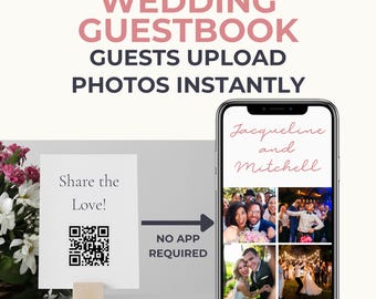 Wedding Guestbook Alternative | QR Code Photo Album for Guests to Upload Wedding Photos | Modern Wedding Guestbook