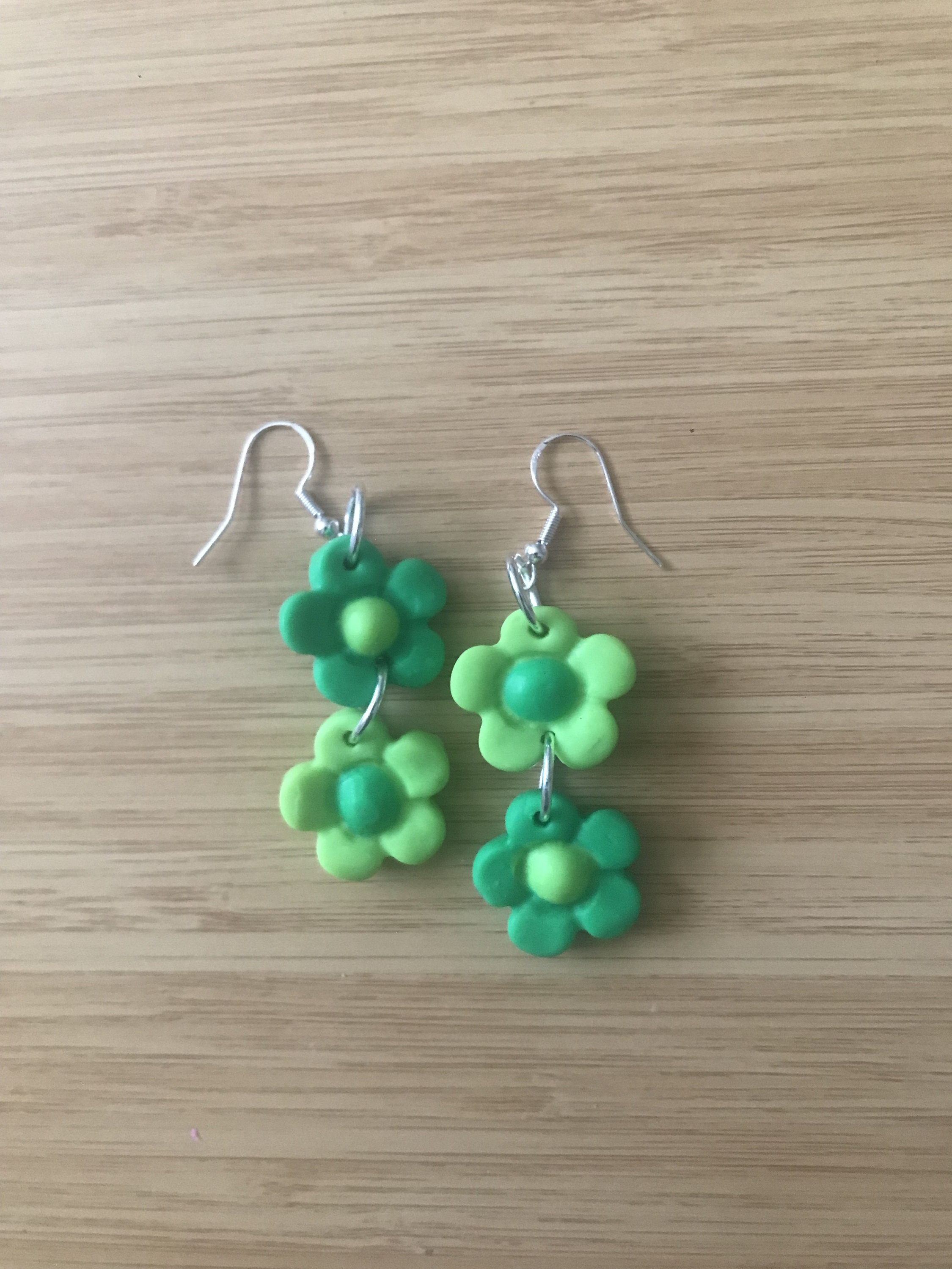 Green Flower Dangle Earring Etsy