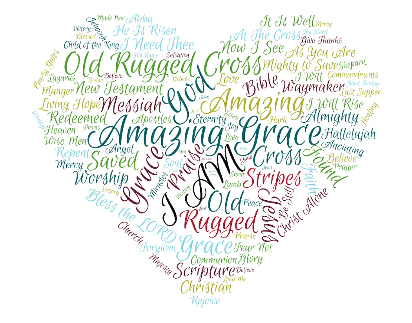 Amazing Grace Downloadable Digital Word Cloud Great Christian - Etsy UK