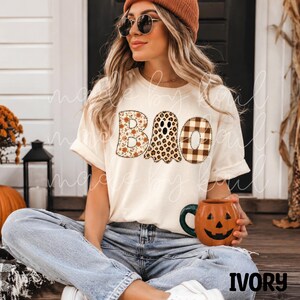 Faux Patchwork Boo Tee, Comfort Colors