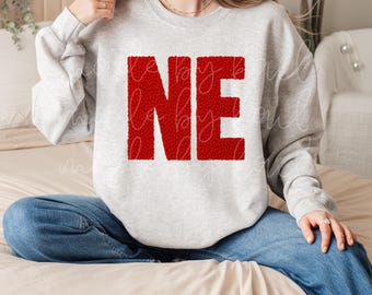 Faux Latch Hook Yarn NE Crew, Trendy Womens Sweatshirt