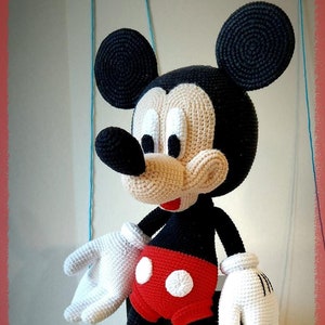 Handmade Mickey Mouse Crochet Doll: Cotton-Acrylic Yarn - 40 cm