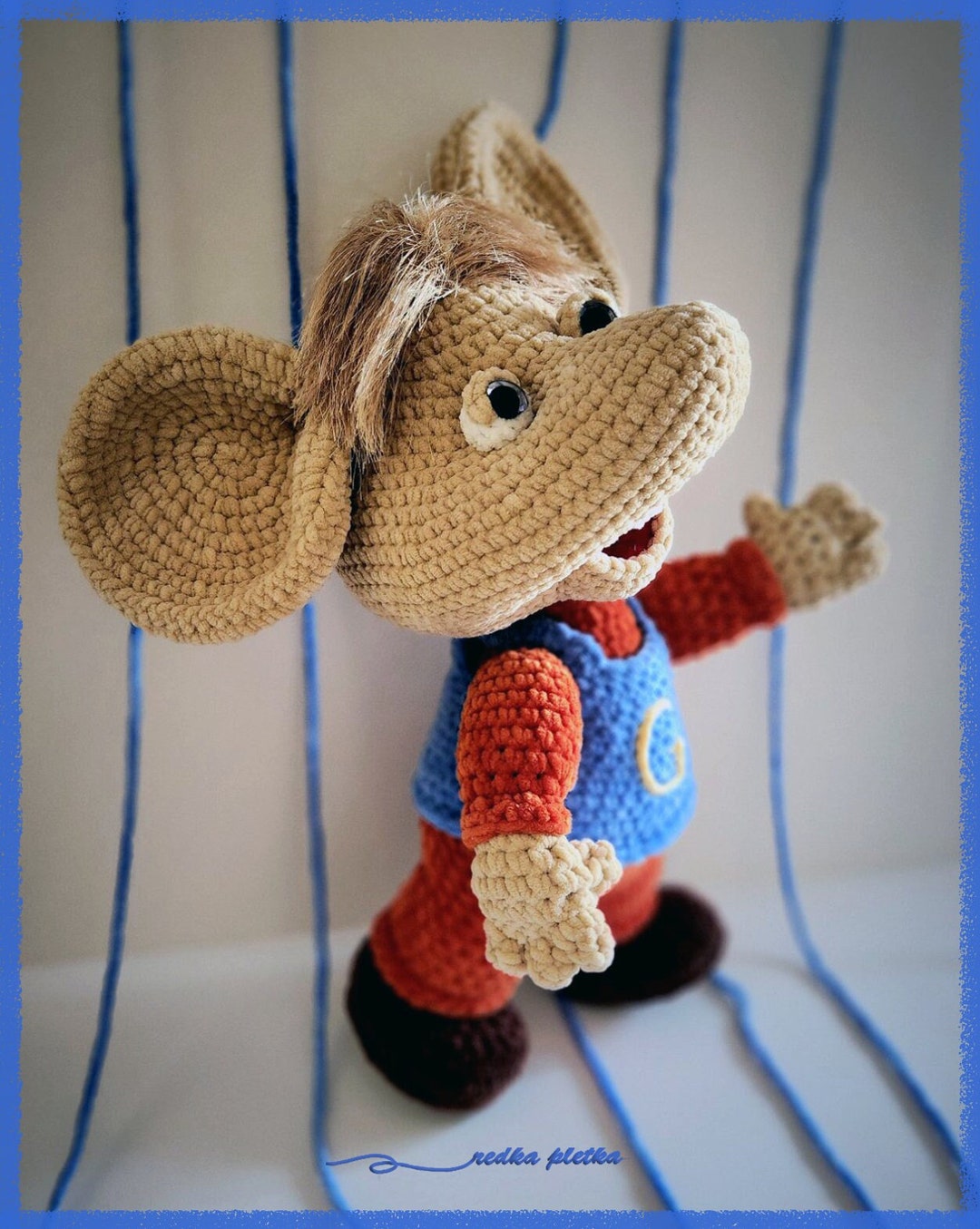 Peluche Topo Gigio fatto a mano: giocattolo in filato di