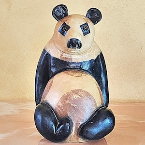 Hand-Painted Panda Figurine: Vintage Home Decor (12&quot;H)